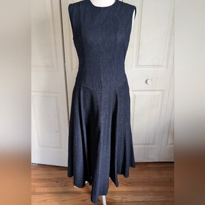Zara Denim Navy Sleeveless Open Back Midi Dress